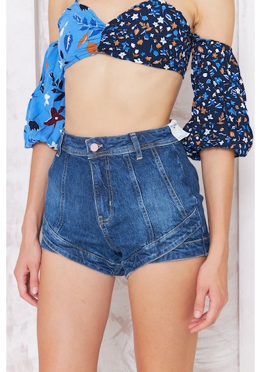 Kutaf Kadın Mavi Vintage Jean Şort 001