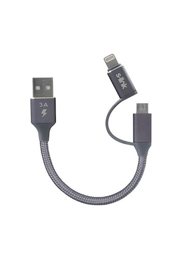 S-Link Swapp Powerbank Kısa Şarj Kablosu Apple iPhone Uyumlu 6/7/8/X + Micro U