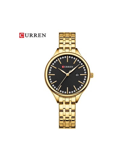 Skycity Curren Kadın Kol Saati 9099: Zaman Ve Takvim Gösterimi, Gümüş Kasa Mavi Gösterge, Çelik Kordon, Günlük Kullanıma Uygun Siyah