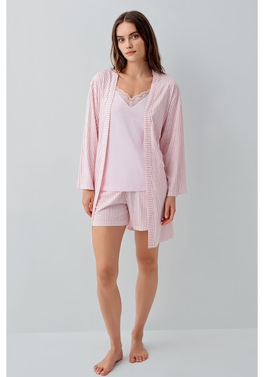 Pierre Cardin Kadın Pembe 3lü Sabahlık Takım Pembe