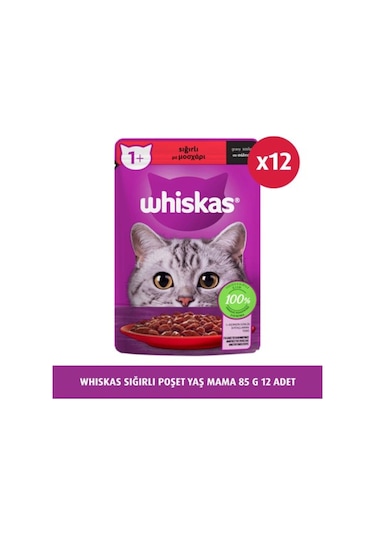 Whiskas Sığırlı Poşet Yaş Mama 85 Gr X 12 Adet