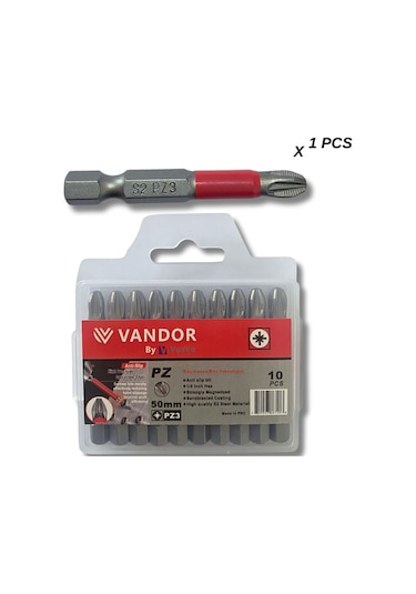 Vandor Anti Slip Bit Kaydırmaz Bits S2 Yüksek Kalite Çelik Pz3 50 - 729927867403