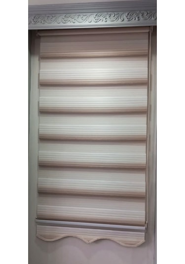 Kahverengi Renk Geçişli Plise Zebra Perde Etek Dilimli