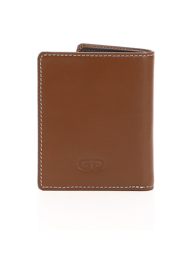 Gönderir Tabaya Kahve Hakiki Deri Dikey Cüzdan Taba - Kahverengi