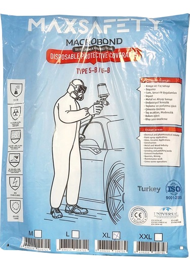 Maxsafety Macrobond Tek Kullanımlık Koruyucu İş Güvenliği Tulum Xl Beden