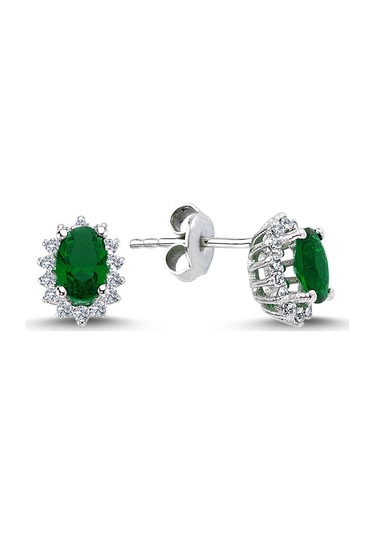 Lova Pırlantalı Oval Zümrüt Anturaj Küpe -  3040013