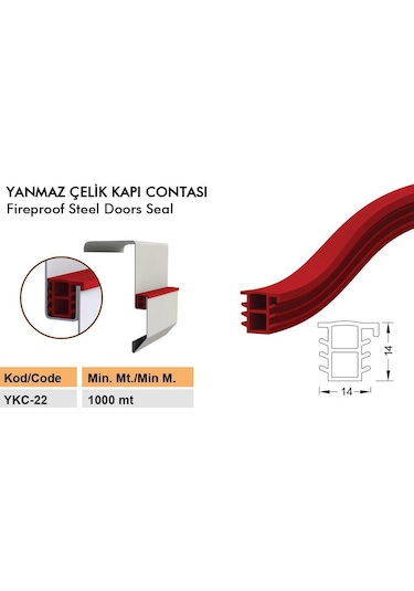Contacall Yangına Dayanıklı Çelik Kapı Fitili Yangın Duman Contası Ykc-22 20 Metre