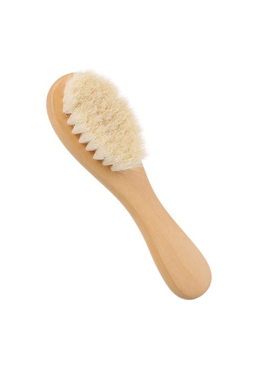 Samdoo Yeni Doğan Bebekler İçin Ahşap Testere Ve Fırça Seti - Doğal Keçi Tüyü Tırnaklı Saçlar İçin Yumuşak Fırça Ve Tarak