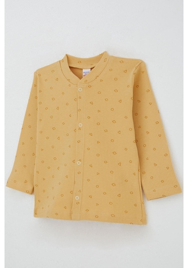 Breeze Erkek Bebek Pijama Takımı Mini Geometrik Şekiller 4 Ay-1 Yaş, Hardal Sarı Hardal Sarı