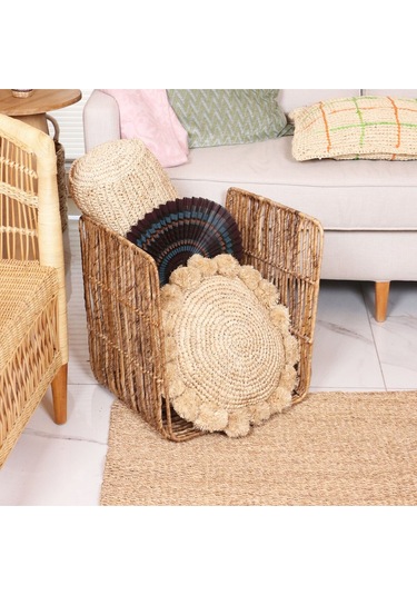 Babil Doğal Muz Lifi Odunluk & Sehpa & Saklama Düzenleme 48x40 Cm Naturel