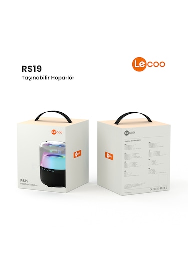Lecoo RS19 Kablosuz 10W RGB Bluetooth/USB/AUX/SD Kart Taşınabilir Hoparlör Siyah