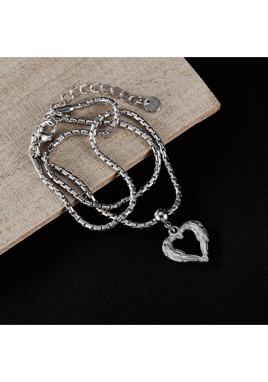 Opk Gx2410 Kişiselleştirilmiş Vintage Tüy Kalp Alaşımlı Kolye Çelik Kolye Çok Renkli