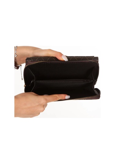 Tuldar Kadın Deri Desenli Telefon Kağıt Para Bölmeli Kartlık Ve Cüzdan Tul552 Kahverengi