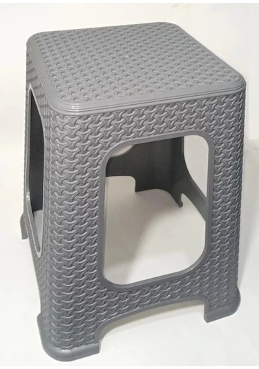 4 Adet Küçük Gri Tabure Kir Tutmaz 30 Cm Hasır Örgü Uygun Alt Kuşaklı Sağlam Dizayn Renkli