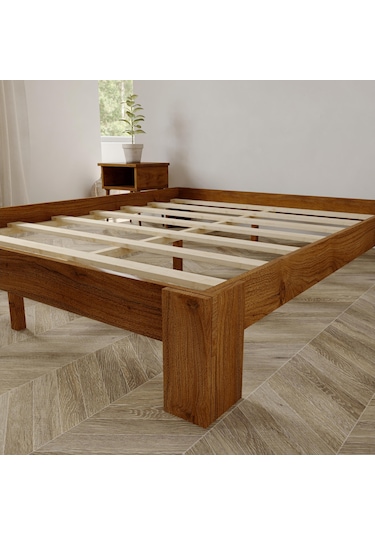 Soft Model Ceviz Renk Çam Ahşap Karyola-15 100 x 200