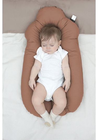 Mordesign Moresleep 2'si 1 Arada Bebek Sarılma Ve Şekillendirme Yastığı, Düz Kafa Yastığı,pamuklu,uyku Yastığı Kahverengi Zg10194-4