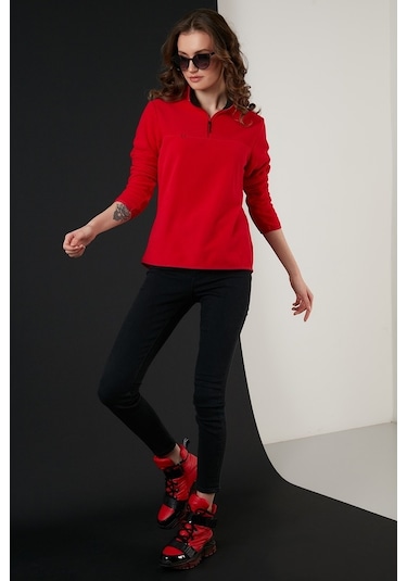 Lela Slim Fit Yumuşak Dokulu Anti-Pilling Tüylenme Yapmayan Yarım Fermuarlı Bayan Polar 5907000 Kırmızı Lela Slim Fit Yumuşak Dokulu Anti-Pilling Tüylenme Yapmayan Yarım Fermuarlı Bayan Polar 5907000 Kırmızı