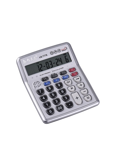 Singree 12 Haneli Büyük Ekranlı Hesap Makinesi - Çince Sesli, Müzik Çalma, Zaman/tarih Ayarı, Alarm, Çift Katlı Tuşlar Pil Yok Gümüş