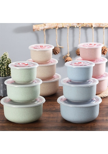 Xurunkeji Bento Kutusu Buğday Samanı Öğle Yemeği Kutusu Kapaklı Çevre Dostu Salata Kasesi Mikrodalgada Kullanılabilir Gıda Saklama Kabı Krem Beyaz Kremsi Beyaz