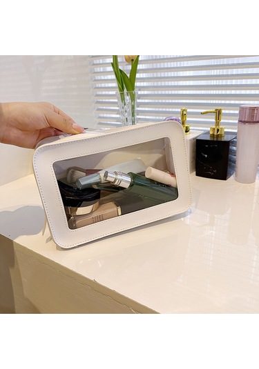 Wezone Beyaz Şeffaf Kozmetik Çantası - Büyük Kapasiteli, Taşınabilir Makyaj Organizer - Modern Ve Pratik