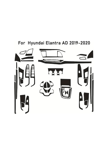 Xuweiwei 3d Carbon Fiber Black Style B 2019 2020 Hyundaı Elantra Ad İç Kontrol Paneli Kapı Kolu Kaplamaları Sol Şöför