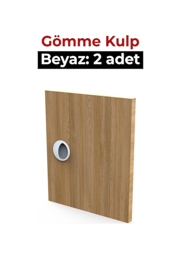 Adilon Gömme Kulp, 50 mm, Beyaz (2 Adet)