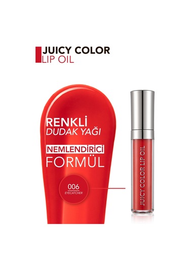 Flormar Juicy Color Yarı Transparan & Parlak Bitişli Nemlendirici Dudak Yağı 06 Eye Catcher