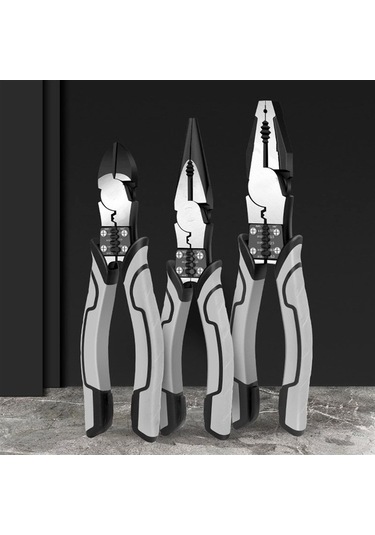 Didadodo Endüstriyel Tel Kesme Pensesi - Kaymaz Sapı Ve Krom Vanadyum Çeliği Gri, Küçük Boyutlu Gri