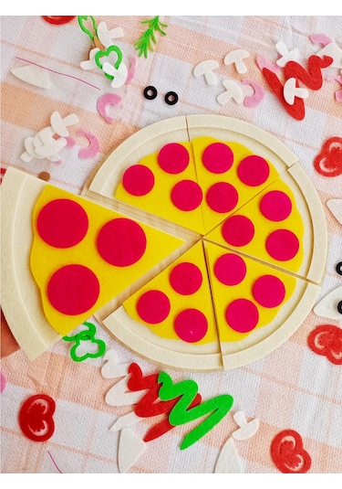 Keçe Pizza Oyun Seti Montessori Aktivite
