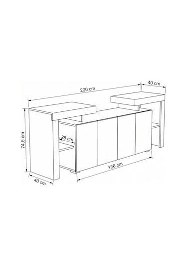 Burc Ledli Konsol 200 Cm Ceviz