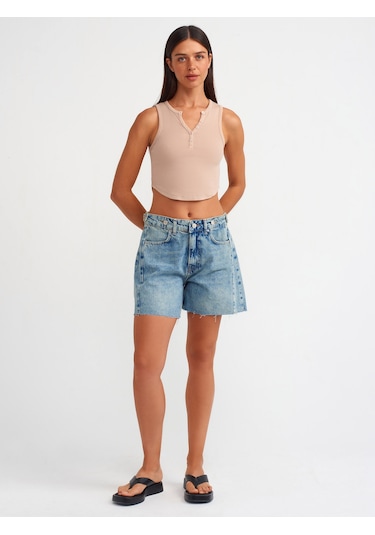 Dilvin Yıkama Efektli Top Bej