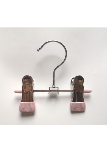 Pembe-paslanmaz Çelik Pantolon Raf Klipsi Metal Kaymaz Clothespin Gardırop Pantolon Kelepçe Elbise Askısı