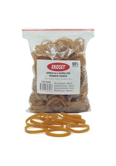 Ekoset 50X5Mm Geniş Kauçuk Paket Ambalaj Lastiği 100 Adet