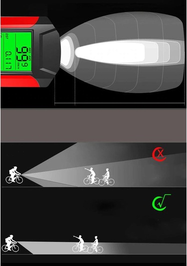 Exeo Led Bisiklet Ön Işığı Far 5 Modlu Alarm Korna Su Geçirmez Siyah
