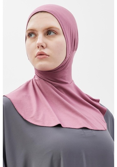 Kadın Tesettür Pratik Boyunluklu Hijab - Sporcu Bone Maron Gülkurusu