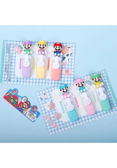 Süper Mario Karakter 6lı Fosforlu Kalem Seti 6689 Pastel Ultramarin