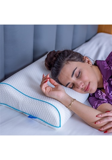 SimpleThePillow Boyun Destekli Visco Yastık Boyun Fıtığı Boyun Düzleşmesi Boyun Ağrısı İçin Ortopedik Boyun Yastığı 58*40*11*8