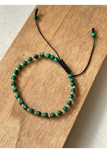 14 Ayar Altın Tamtur Dorikalı Malahit Taşlı Tasarım Şık Altın Bileklik Altın