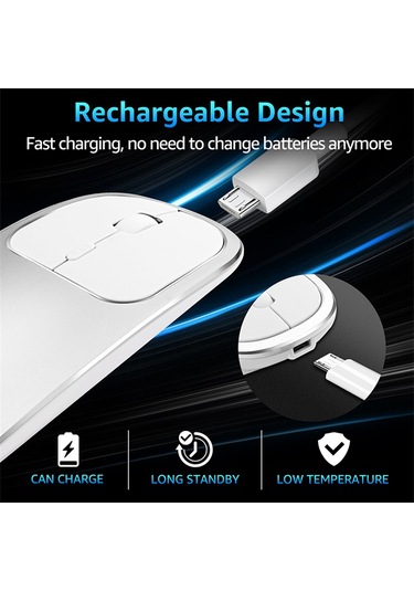 Type-C Adaptörlü 2.4G Kablosuz Optik Şarj Edilebilir Alüminyum Alaşımlı Mouse