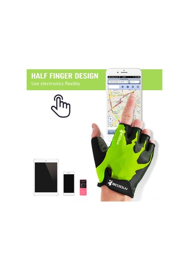Yuntech01 Yeşil L Beden Sbr Ve Silikonlu Yarı Parmak Antrenman Eldiveni - Dayanıklı, Nefes Alıcı, Kaymaz Önleyici - Bisiklet, Ağırlık Çekme İçin Yeşil