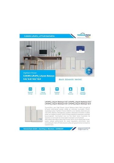 Tommatech Hightech Power 3kwh Lityum Batarya Btry-tt-01-hp-3.0