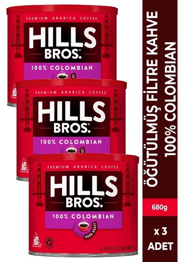Hills Bros 100% Colombian Filtre Kahve 3 x 680 G