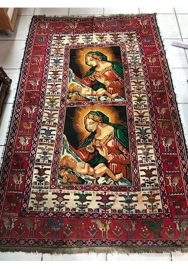 Meryem Ana - İsa Desenli El Dokuma Kilim Halı  114x187 cm