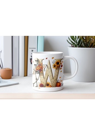 W Harfi Pembe Kareli Kalpli Göz Emojili Kupa Bardak Eğlenceli Kareli Tasarım Kahve Çay Kupası Beyaz