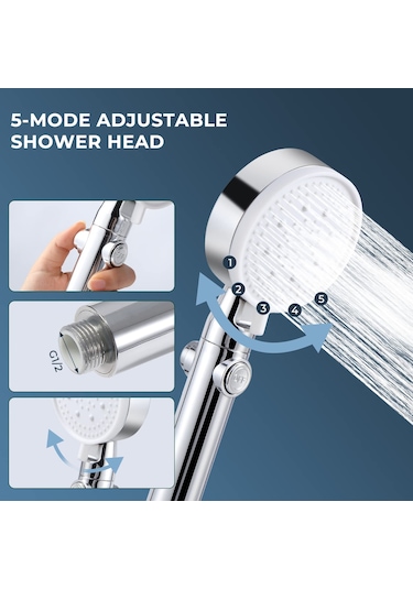 Qf Vinabo Duş Başlığı, Su Tasarruflu Manuel Duş İçin El Duşu, Krom