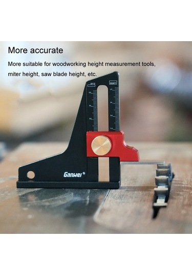 Pazly Ganwei Ağaç İşleme 0-50mm Yükseklik Ölçer Alüminyum Ayarlanabilir Tablesaw Derinlik Ölçme Aracı Siyah Diğer