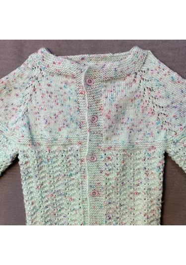 Uretti - Kadir 7704 - El Örgüsü Ebruli Yün Kız Bebek Hırkası - 12 / 18 Ay Çok Renkli