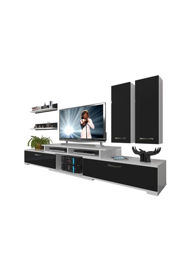 Decoraktiv Flex 5d130 Slm Tv Ünitesi Tv Sehpası Beyaz - Siyah