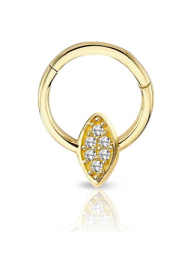 Lilarote Oval Formlu Taşlı Altın Helix Piercing