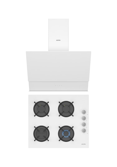 Simfer QS Beyaz 2'li Cam Ankastre Set (3507 Ocak + 8704 Davlumbaz)